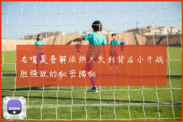 名嘴夏普解读热火失利背后小牛战胜强敌的秘密揭秘